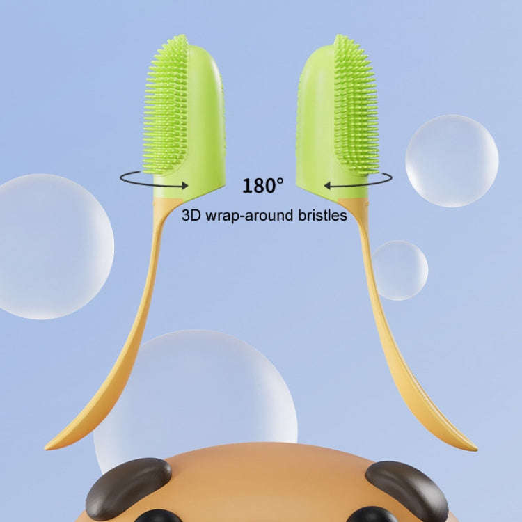 Pets Finger Toothbrush With Handle Dogs And Cats Oral Cleaning Tools(White)