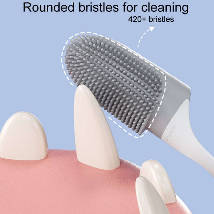 Pets Finger Toothbrush With Handle Dogs And Cats Oral Cleaning Tools(White)
