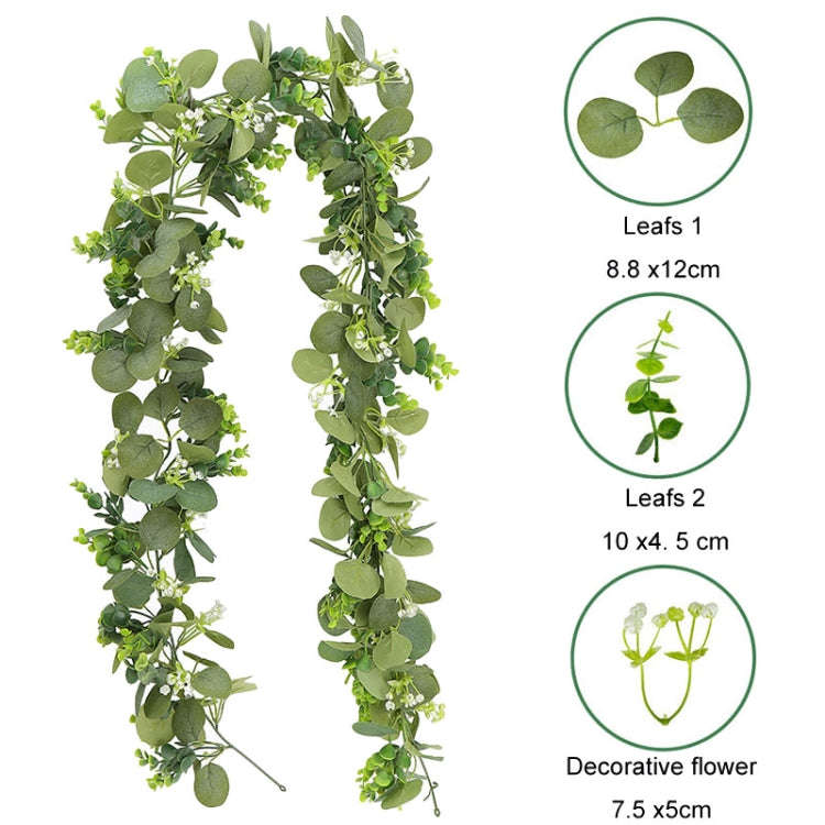 180cm Simulation Greenery Eucalyptus Ivy Leaf Rattan Hanging Fake Flower Decoration Rattan, Style...