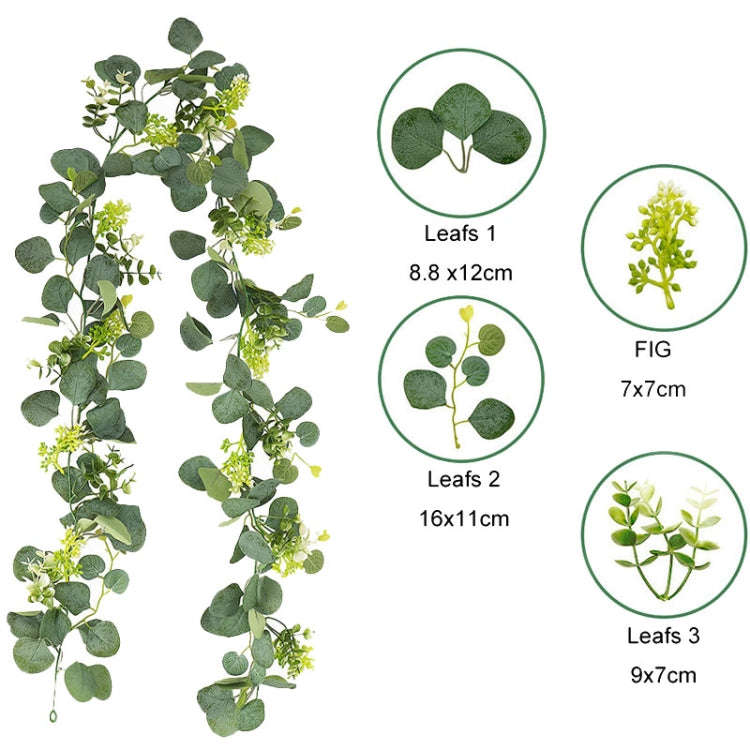 180cm Simulation Greenery Eucalyptus Ivy Leaf Rattan Hanging Fake Flower Decoration Rattan, Style...