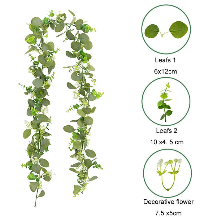 180cm Simulation Greenery Eucalyptus Ivy Leaf Rattan Hanging Fake Flower Decoration Rattan, Style...