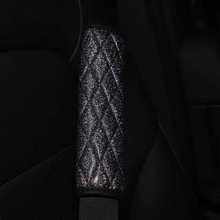 Glitter Car Seat Belt Cover Shoulder Pads Car Accessories 6.5x23cm(Black)