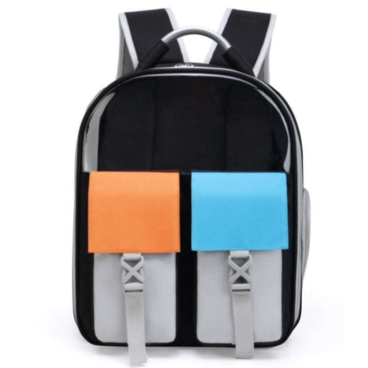Pets Colorful Double Shoulder Bag Cats And Dogs Outing Carrying Capsule Backpacks(Model 6 Black)