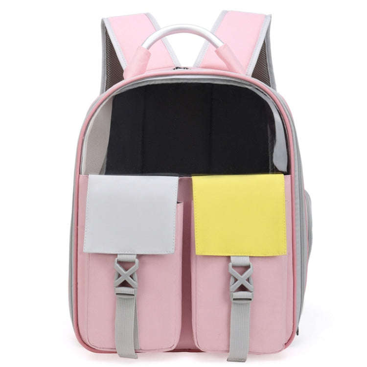 Pets Colorful Double Shoulder Bag Cats And Dogs Outing Carrying Capsule Backpacks(Model 6 Pink)