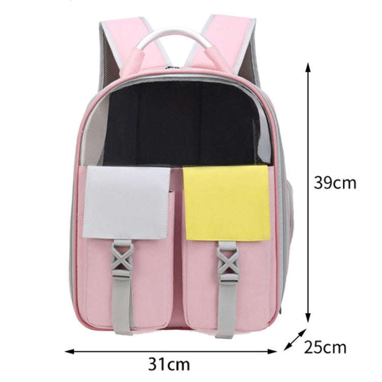 Pets Colorful Double Shoulder Bag Cats And Dogs Outing Carrying Capsule Backpacks(Model 6 Blue)