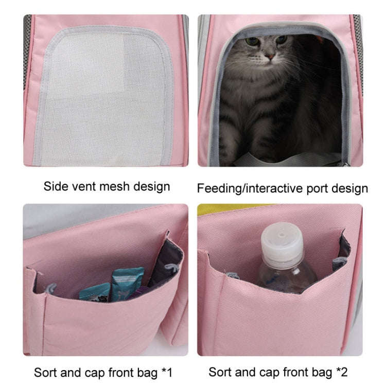 Pets Colorful Double Shoulder Bag Cats And Dogs Outing Carrying Capsule Backpacks(Model 6 Blue)