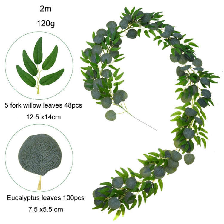 Artificial Greenery Eucalyptus Leaf Vine Simulation Rattan Home Decoration, Style: 2m Eucalyptus+...