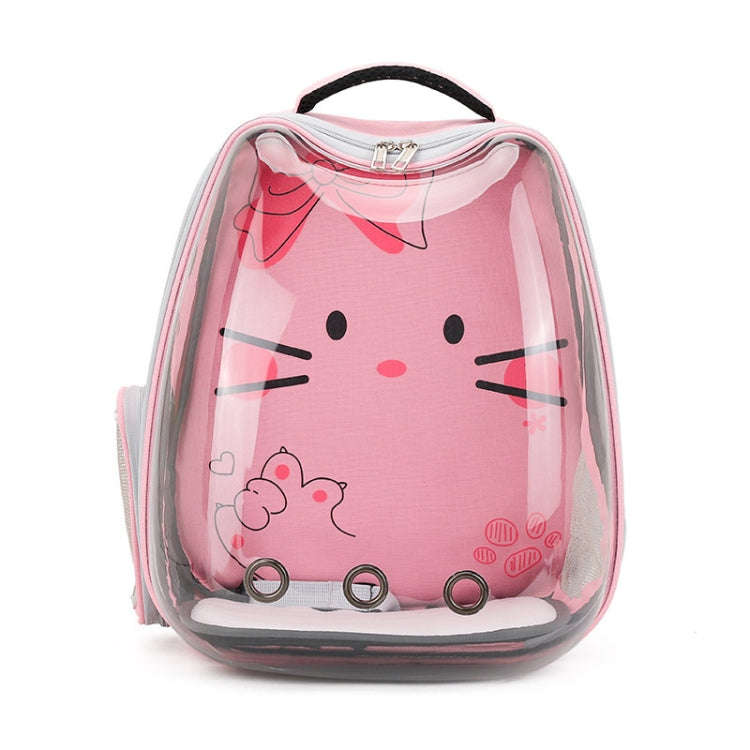 Cartoon Pattern Cat Transparent Pet Bag Space Capsule Portable Pet Backpack, Color: Pink