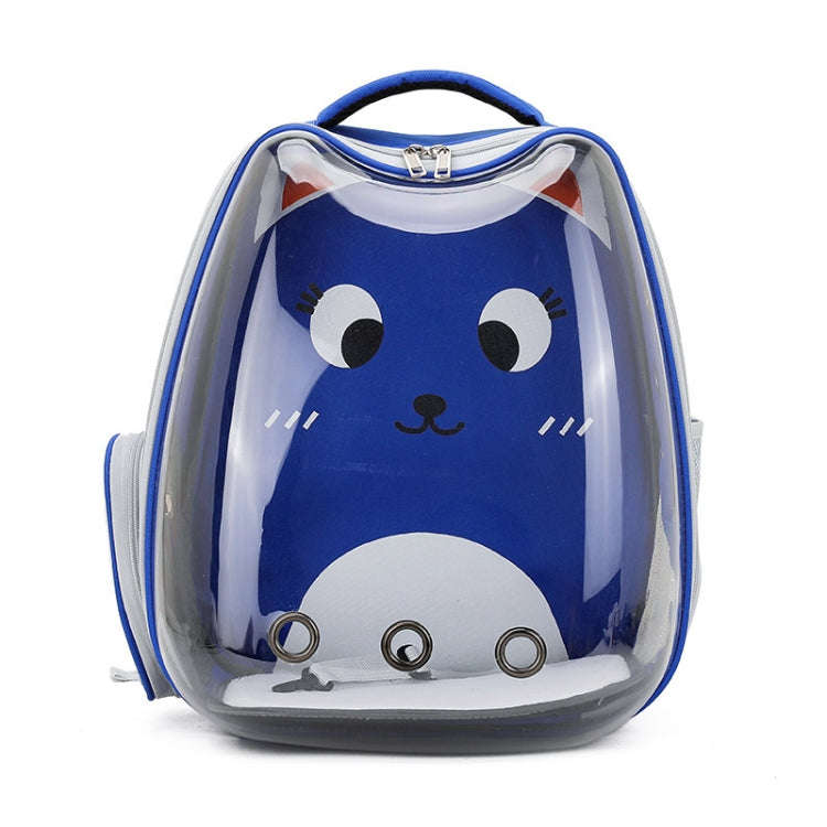Cartoon Pattern Cat Transparent Pet Bag Space Capsule Portable Pet Backpack, Color: Blue