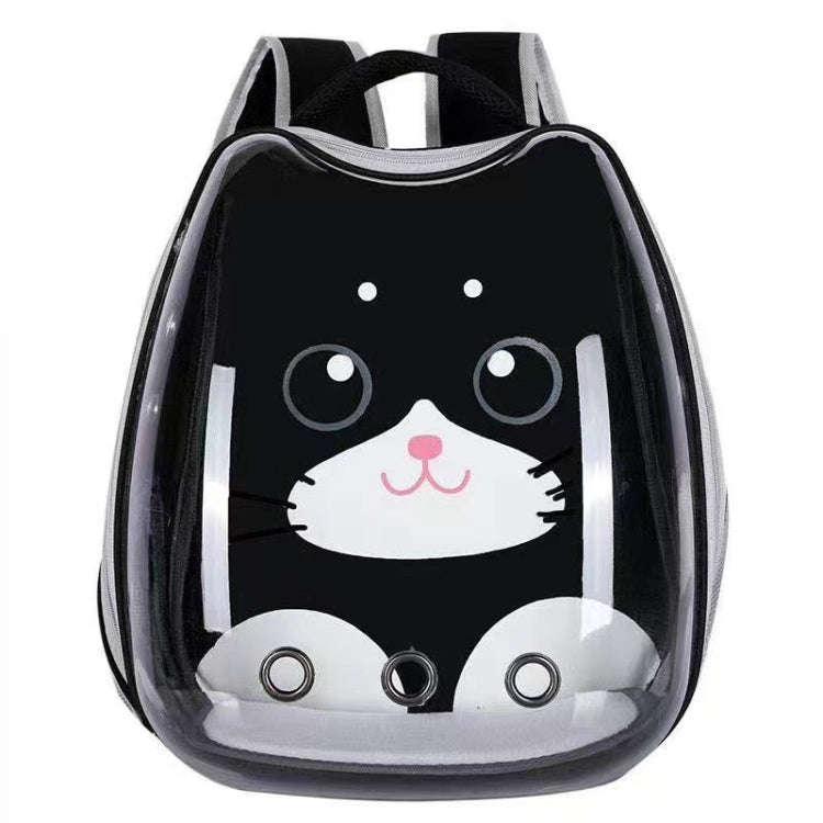 Cartoon Pattern Cat Transparent Pet Bag Space Capsule Portable Pet Backpack, Color: Black
