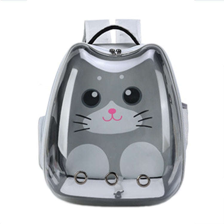Cartoon Pattern Cat Transparent Pet Bag Space Capsule Portable Pet Backpack, Color: Grey
