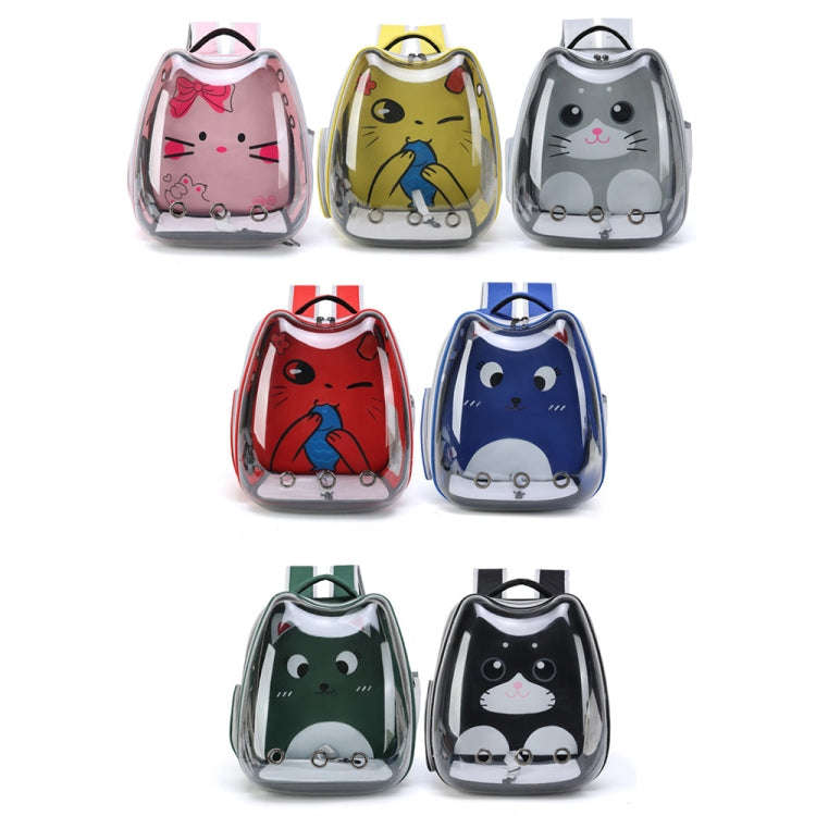 Cartoon Pattern Cat Transparent Pet Bag Space Capsule Portable Pet Backpack, Color: Grey