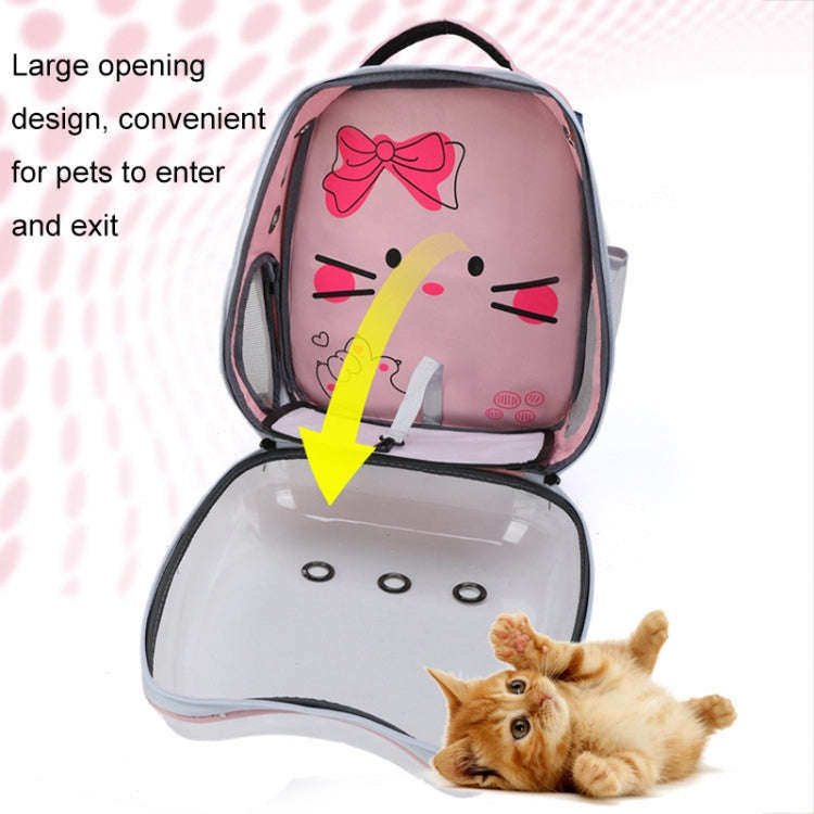 Cartoon Pattern Cat Transparent Pet Bag Space Capsule Portable Pet Backpack, Color: Grey