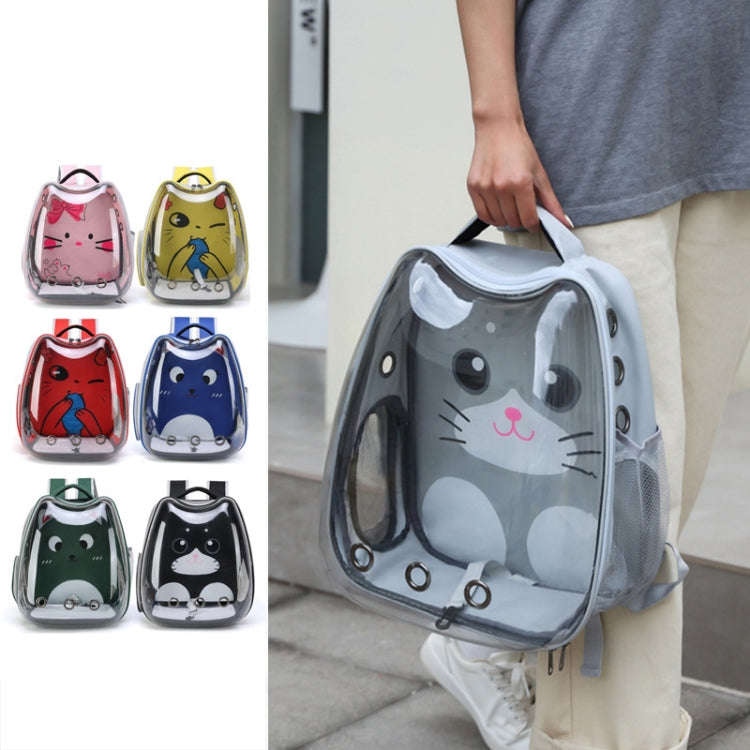 Cartoon Pattern Cat Transparent Pet Bag Space Capsule Portable Pet Backpack, Color: Grey