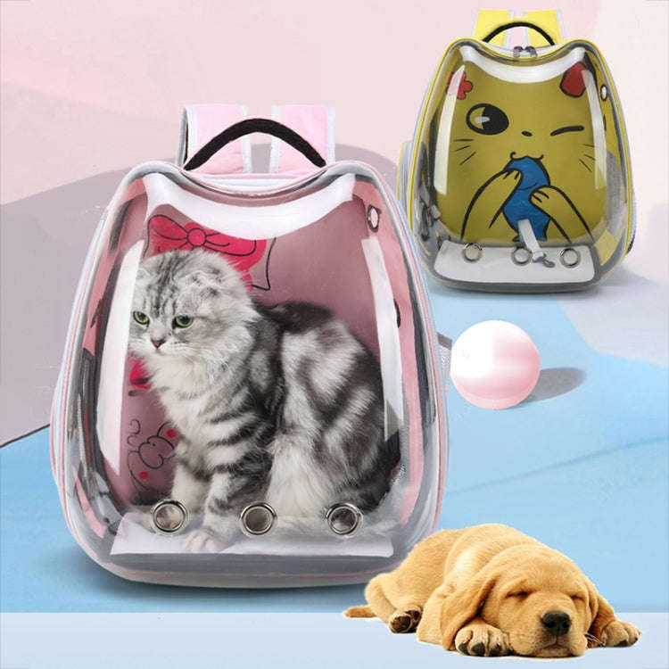 Cartoon Pattern Cat Transparent Pet Bag Space Capsule Portable Pet Backpack, Color: Grey