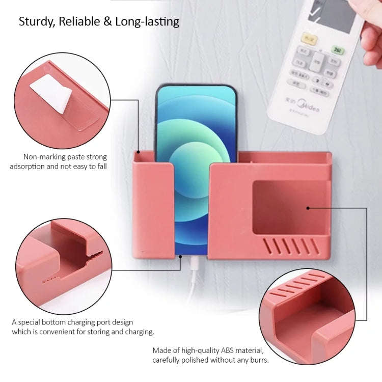 Double Grid Wall-Mounted Storage Box Remote Control Sundries Organizer Mobile Phone Charging Hold...