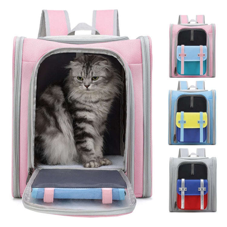 Square Foldable Cats Backpack Pets Outdoor Portable Double Shoulder Bag(Model 8 Gray)