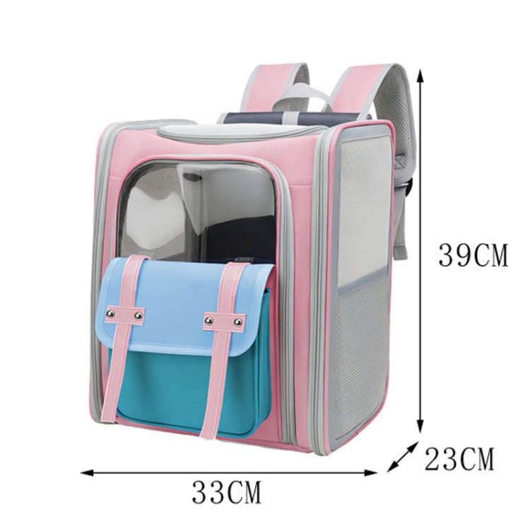Square Foldable Cats Backpack Pets Outdoor Portable Double Shoulder Bag(Model 8 Gray)