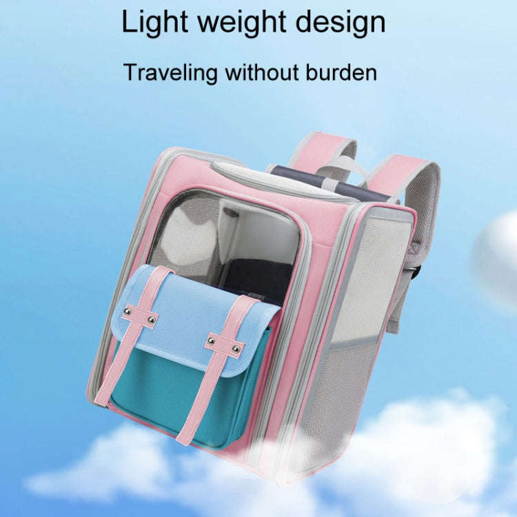 Square Foldable Cats Backpack Pets Outdoor Portable Double Shoulder Bag(Model 8 Gray)
