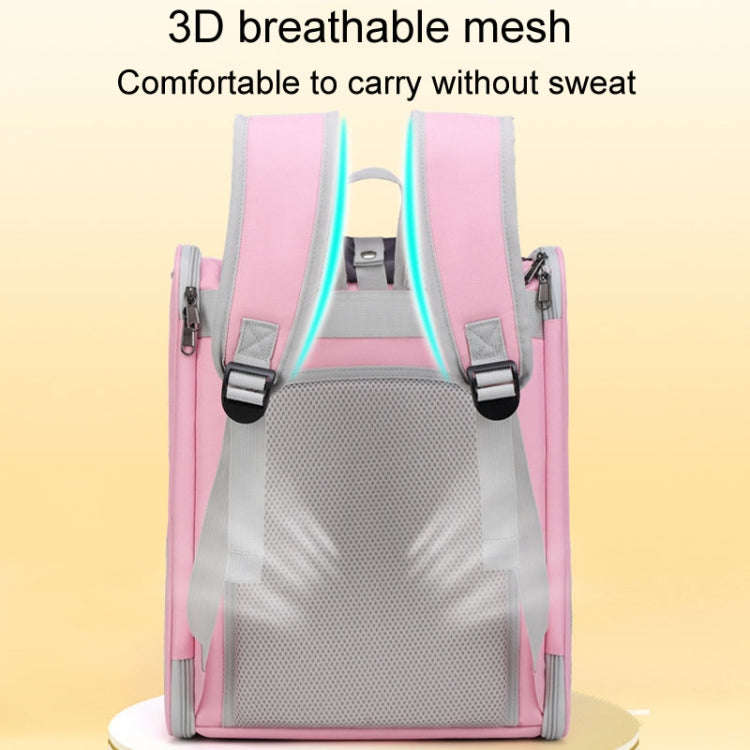 Square Foldable Cats Backpack Pets Outdoor Portable Double Shoulder Bag(Model 8 Gray)