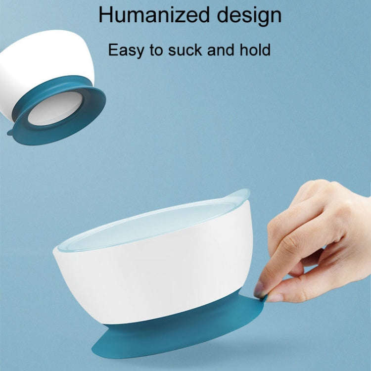 Infant Complementary Food Bowl With Lid Baby Feeding Tableware Suction Cup Bowl(Blue)