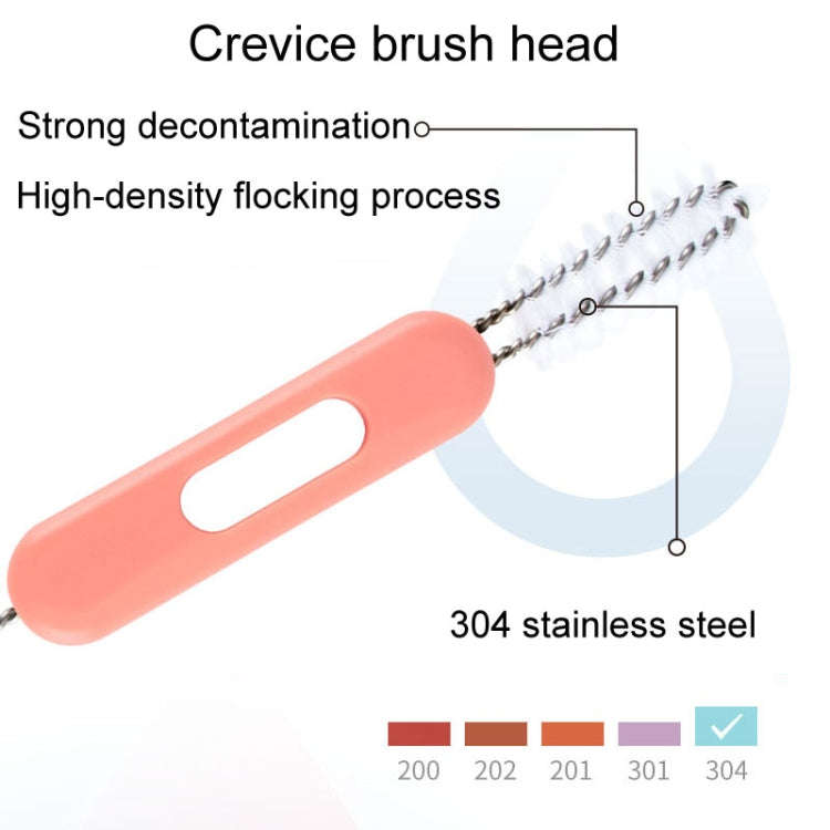 Multifunctional Straw Lid Cleaning Brush Nylon Stainless Steel Crevice Scrubber Comb(Blue)