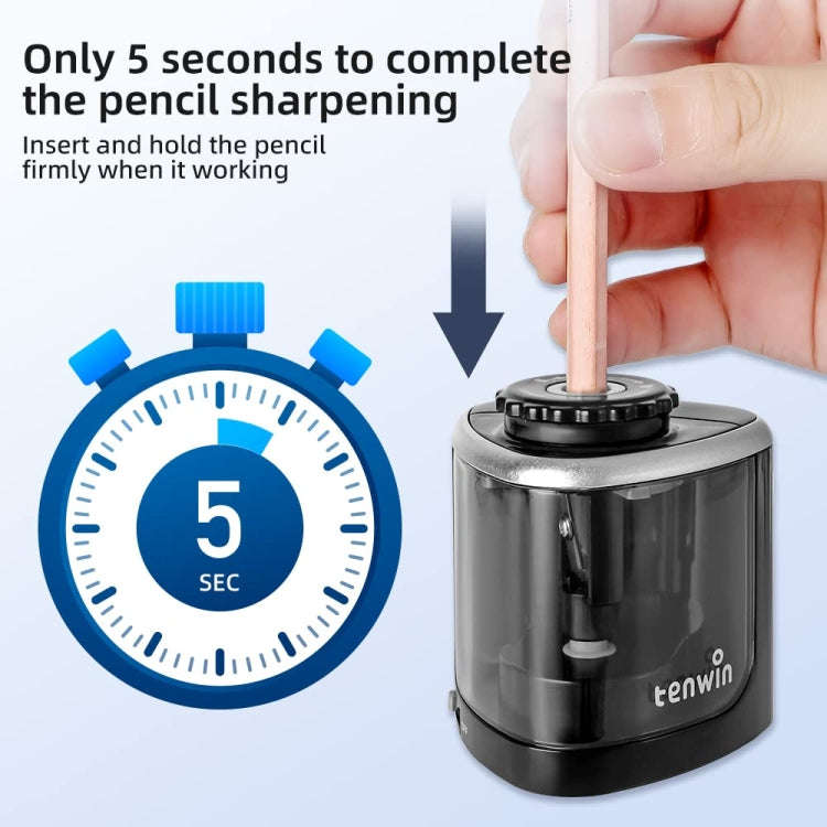 TENWIN Electrical Pencil Sharpener Student Stationery Semi-Automatic Sharpeners Battery Model(Pink)