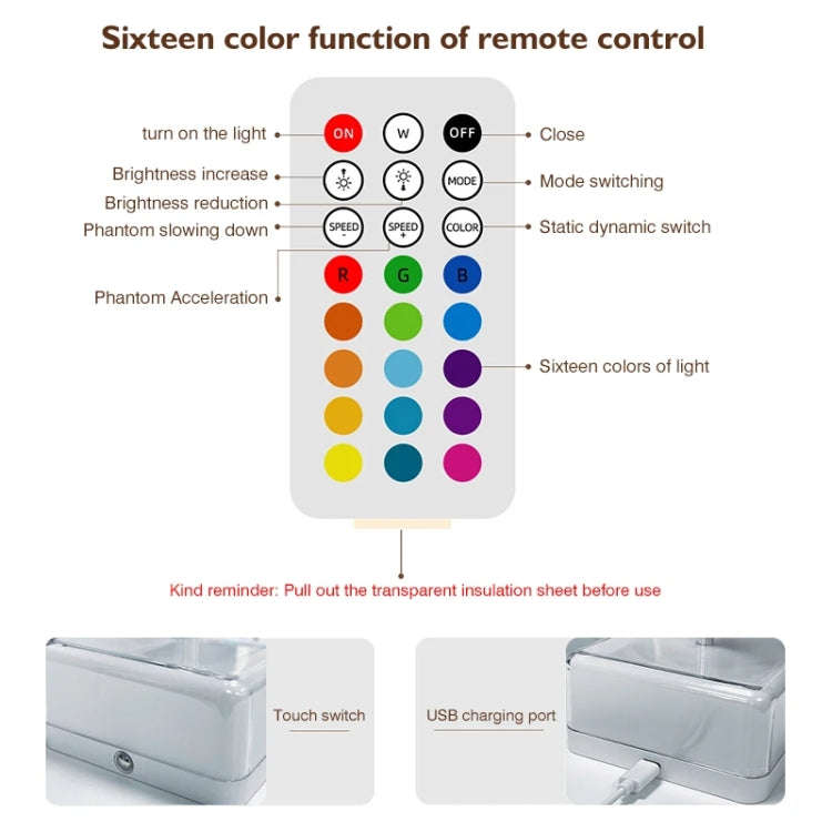 16 Colors 3D Rotating Bedside Lamp Night Light LED Rechargeable Ambient Light Decorative Ornament...