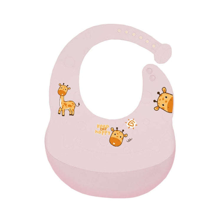 Baby Anti-Dirty Eating Bib Waterproof Silicone Infant Auxiliary Food Bib Drool Towel(Pink)