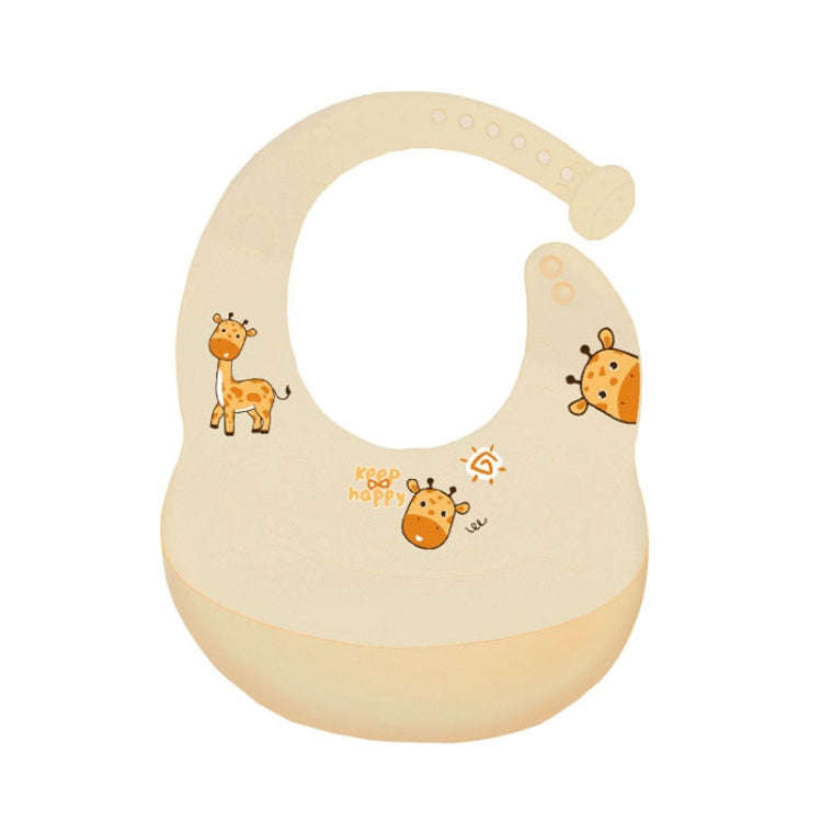 Baby Anti-Dirty Eating Bib Waterproof Silicone Infant Auxiliary Food Bib Drool Towel(Yellow)