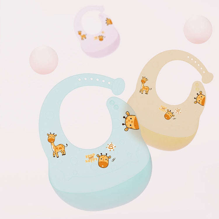Baby Anti-Dirty Eating Bib Waterproof Silicone Infant Auxiliary Food Bib Drool Towel(Yellow)