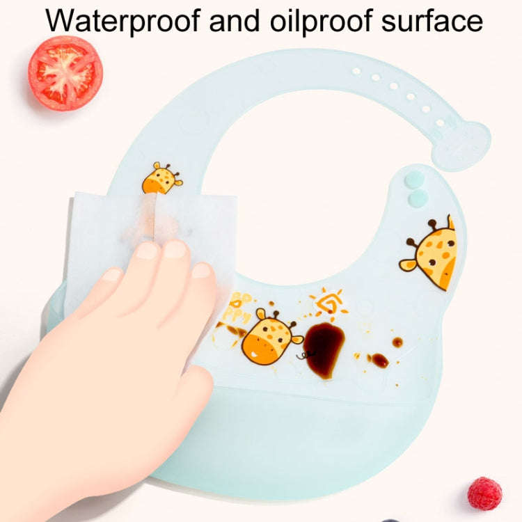 Baby Anti-Dirty Eating Bib Waterproof Silicone Infant Auxiliary Food Bib Drool Towel(Blue)