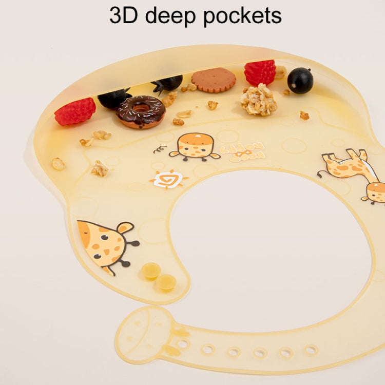 Baby Anti-Dirty Eating Bib Waterproof Silicone Infant Auxiliary Food Bib Drool Towel(Yellow)