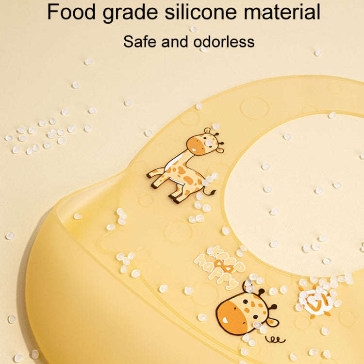 Baby Anti-Dirty Eating Bib Waterproof Silicone Infant Auxiliary Food Bib Drool Towel(Yellow)
