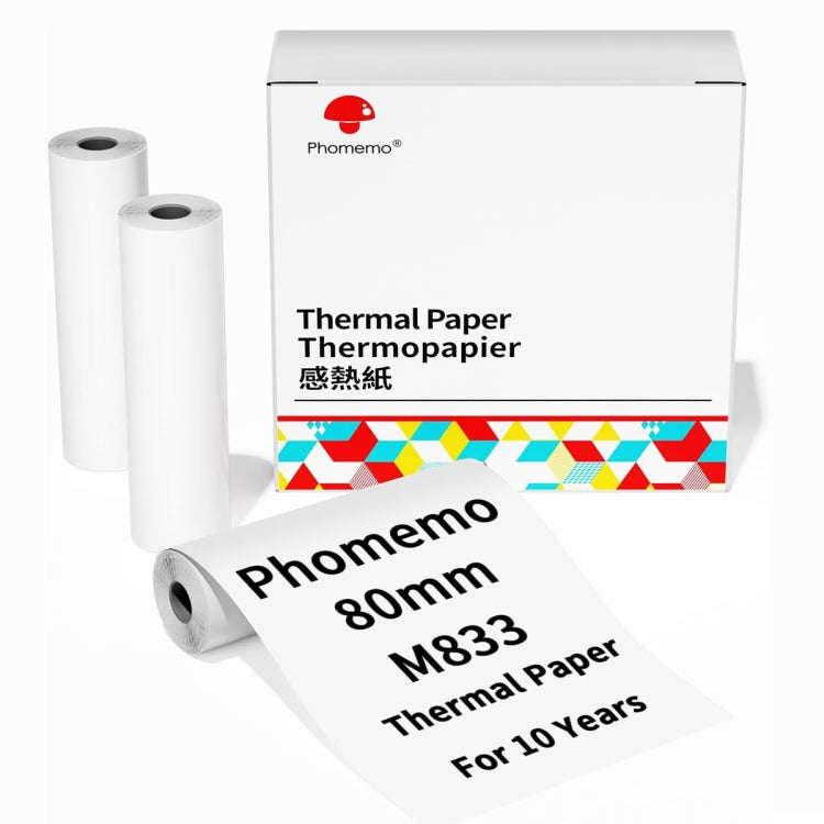 Phomemo 3rolls /Box 80mm Writing Quick-Drying Thermal Paper 10-Year Long-Lasting For M832 / M833 ...