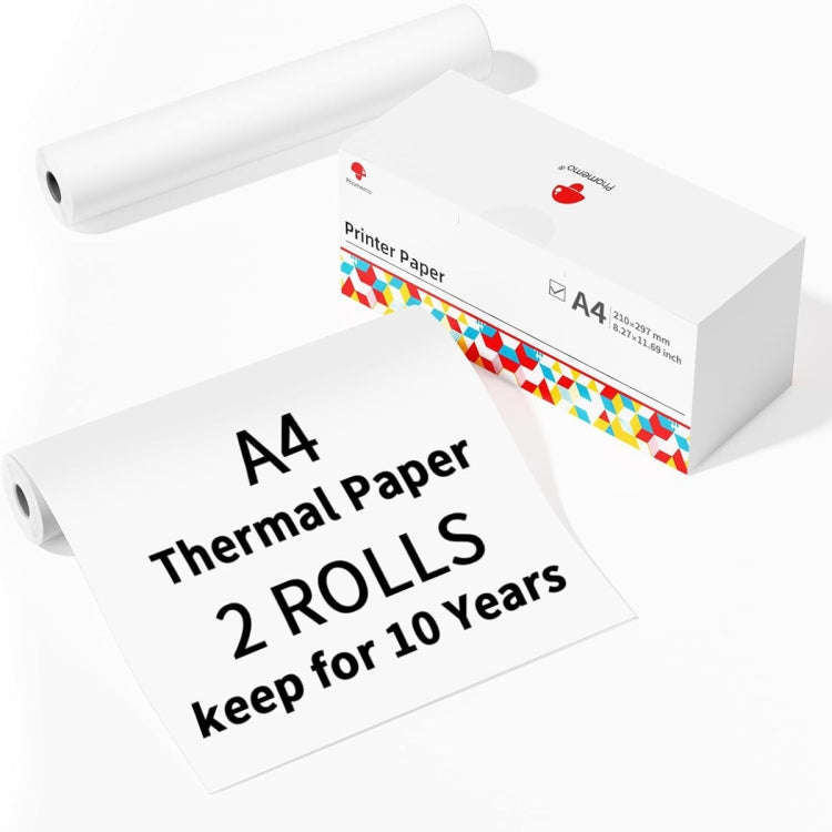 Phomemo 2rolls /Box A4 Writing Quick-Drying Thermal Paper 10-Year Long-Lasting For M832 / M833 / ...