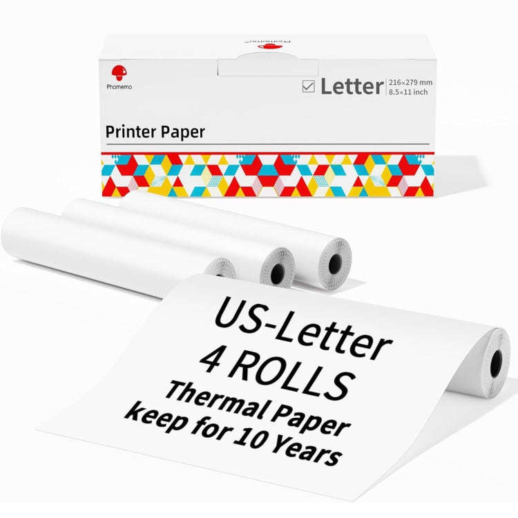 Phomemo 4rolls /Box Letter Writing Quick-Drying Thermal Paper 10-Year Long-Lasting For M832 / M83...