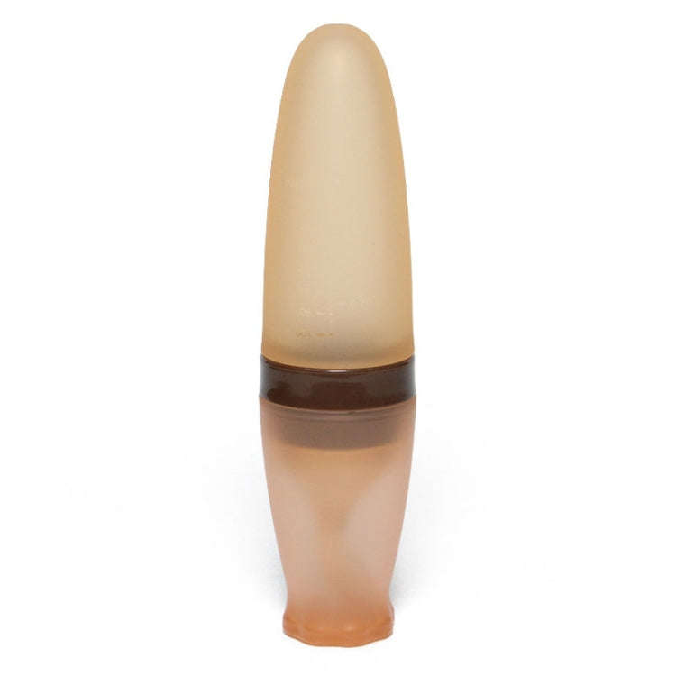Infant Silicone Rice Paste Spoon Squeeze Feeding Soft Scoop Baby Complementary Food Tableware(Brown)