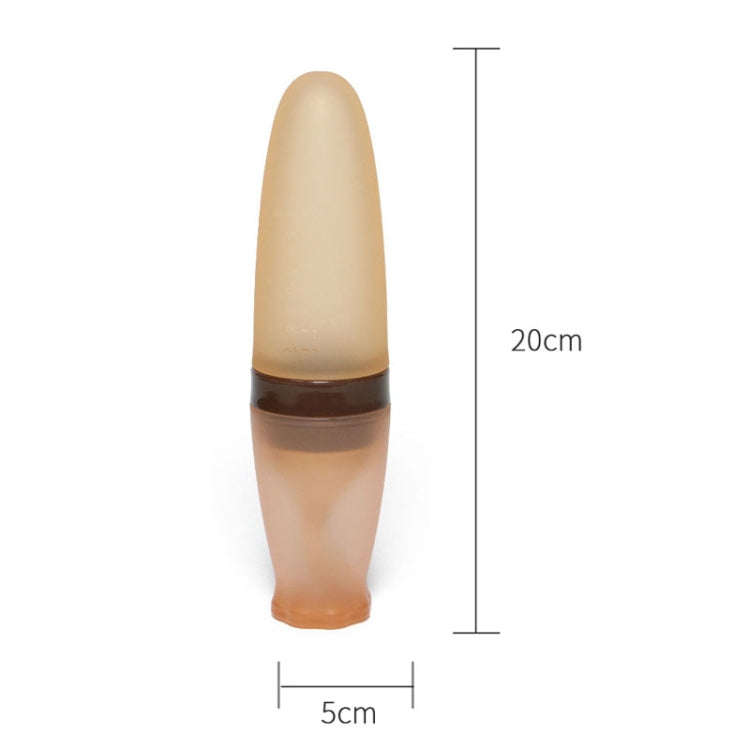 Infant Silicone Rice Paste Spoon Squeeze Feeding Soft Scoop Baby Complementary Food Tableware(Brown)
