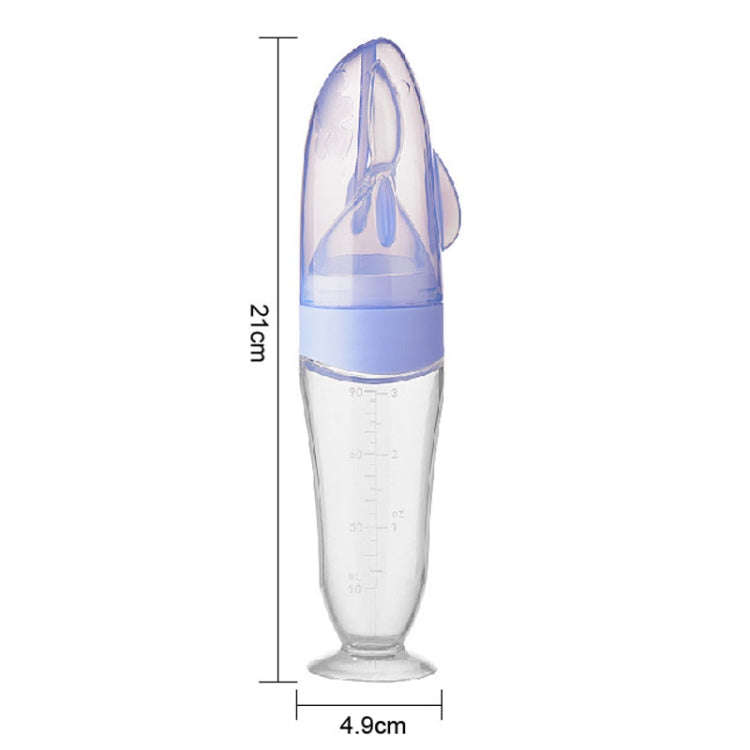Baby Silicone Bottle Squeezeable Feeding Spoon Childrens Supplementary Bottle Feeder(Pink)