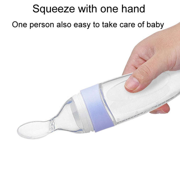 Baby Silicone Bottle Squeezeable Feeding Spoon Childrens Supplementary Bottle Feeder(Pink)
