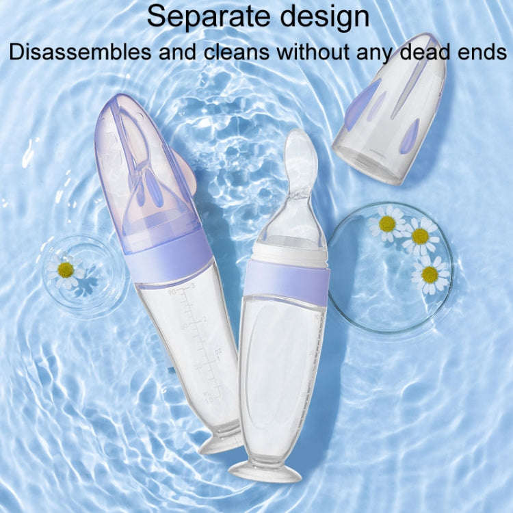 Baby Silicone Bottle Squeezeable Feeding Spoon Childrens Supplementary Bottle Feeder(Purple)