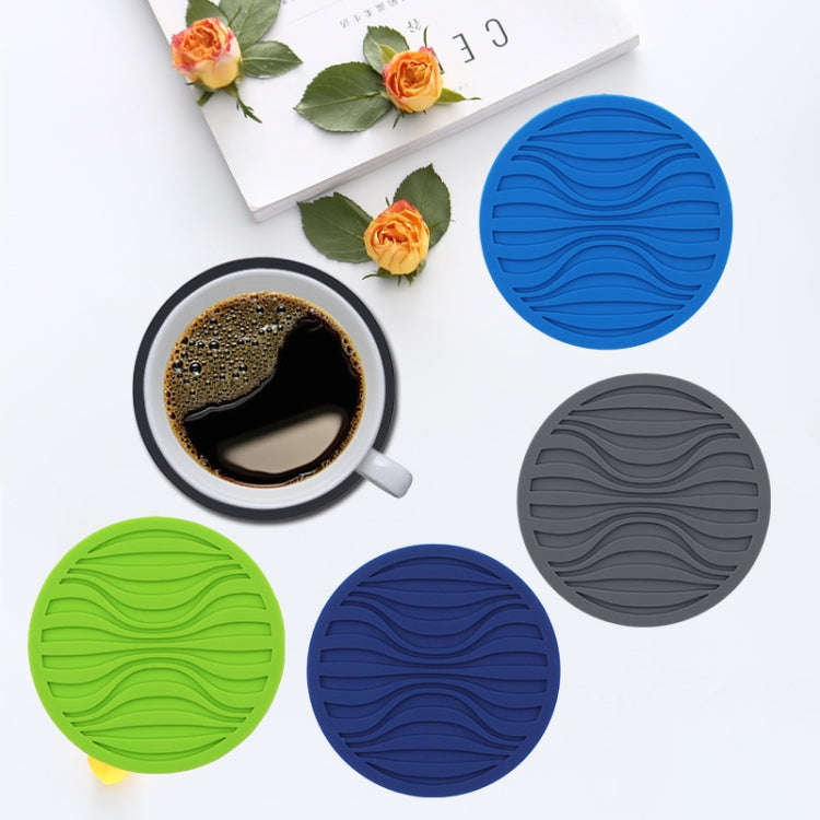 10x0.5cm Round Silicone Coaster Non-Slip Wave Mug Heat Insulation Cushion Drainage Coffee And Tea...