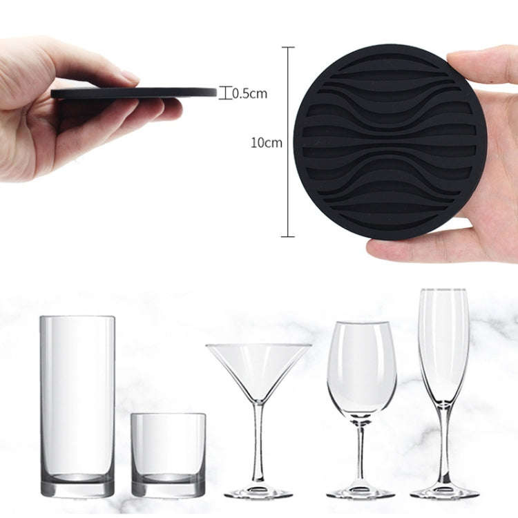 10x0.5cm Round Silicone Coaster Non-Slip Wave Mug Heat Insulation Cushion Drainage Coffee And Tea...
