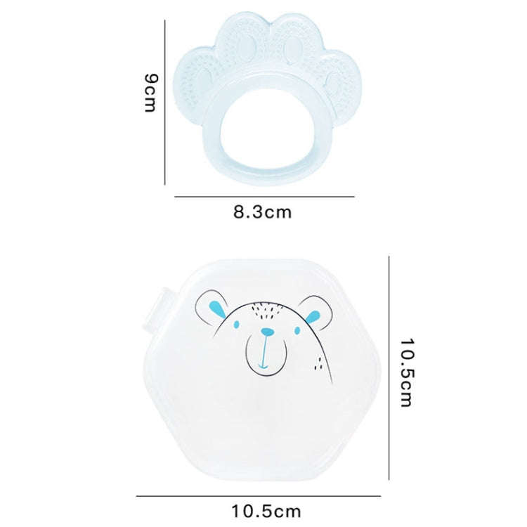 Baby Teething Stick Toys Childrens Silicone Bear Paw Bites With Storage Box(Blue)
