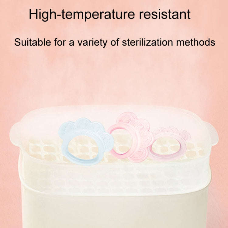 Baby Teething Stick Toys Childrens Silicone Bear Paw Bites With Storage Box(Pink)