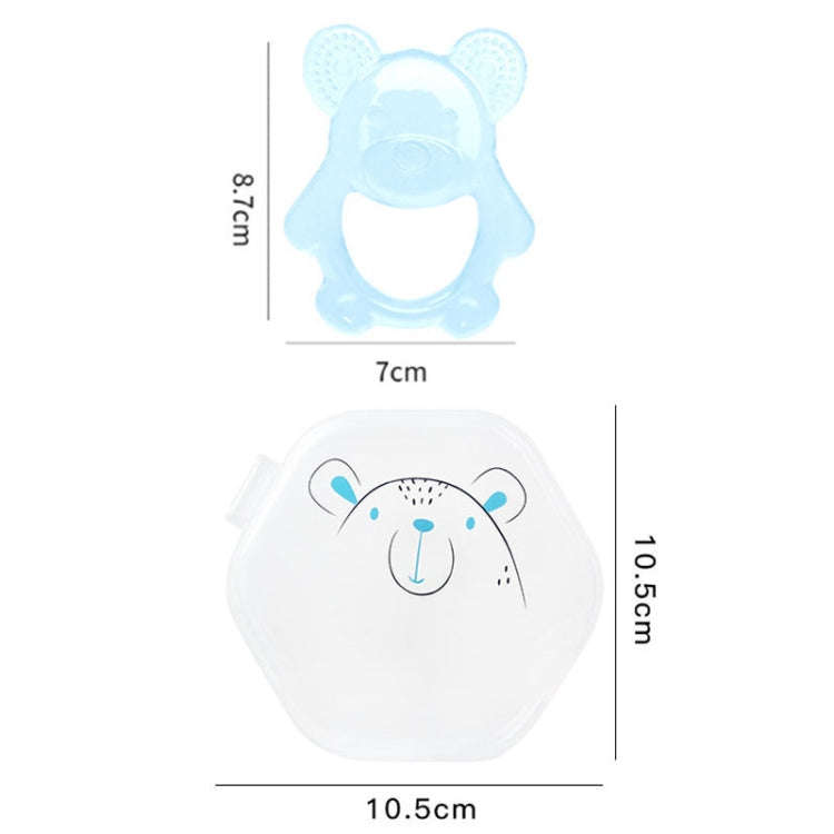 Baby Teething Stick Toys Childrens Silicone Bear Bites With Storage Box(Blue)