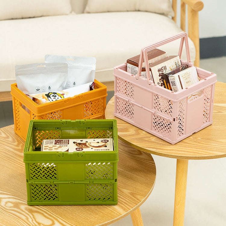 Stacking Folding Storage Baskets Home Kitchen Storage Bin Organizer With Handle 24.4 x 18 x 1.4cm...