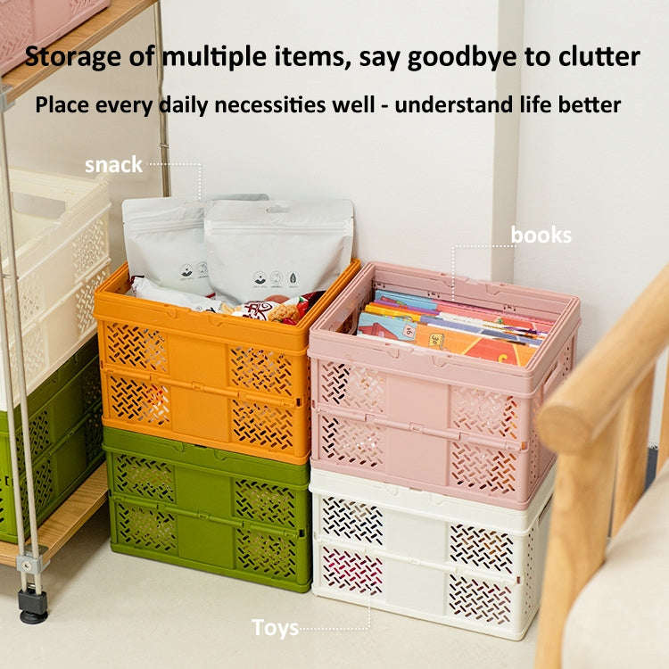 Stacking Folding Storage Baskets Home Kitchen Storage Bin Organizer With Handle 24.4 x 18 x 1.4cm...