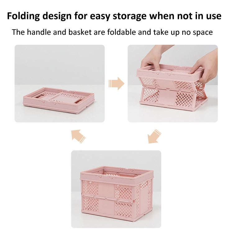 Stacking Folding Storage Baskets Home Kitchen Storage Bin Organizer With Handle 24.4 x 18 x 1.4cm...